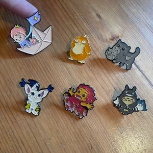 Studio Ghibli, Pokémon, Little Prince assorted pins - set of 6